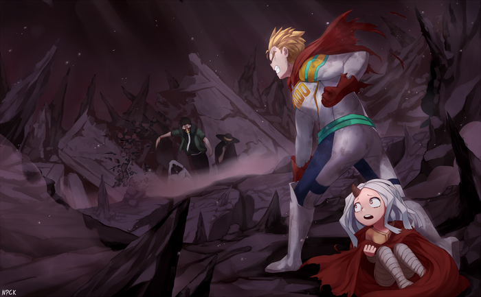 Kai Chisaki, Eri, and Mirio Togata in My Hero Academia