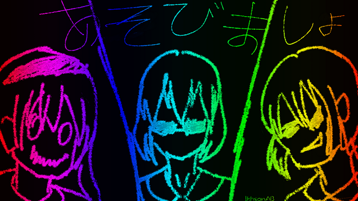 Asobi Asobase characters with Japanese text