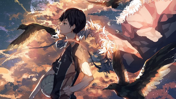 Tobio Kageyama in Dynamic Sunset Scene