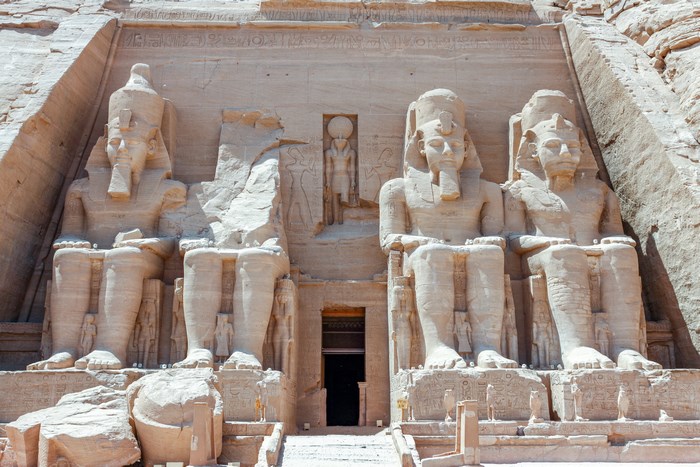 Abu Simbel Temple colossal statues and entrance