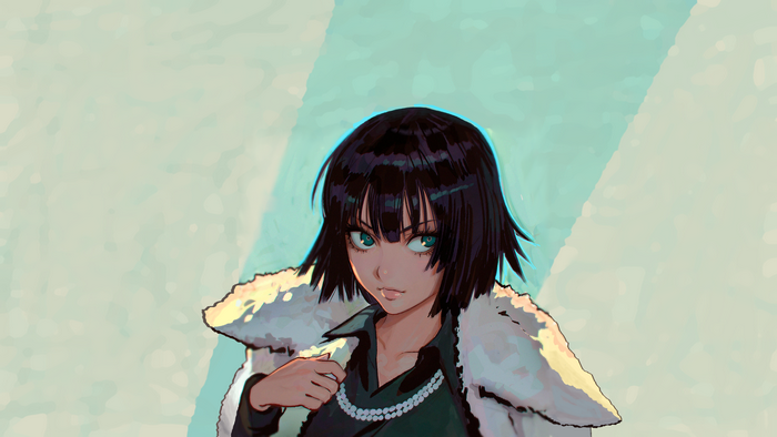 Fubuki from One-Punch Man wearing a fur-lined coat