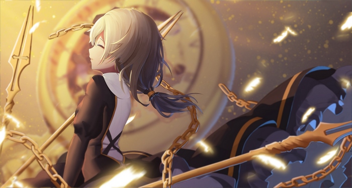 Theresa Apocalypse with a clock and chains