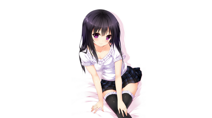 Anime girl with purple eyes and black hair