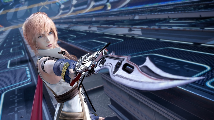 Lightning from Final Fantasy holding a gunblade
