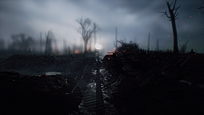 Battlefield 1 Trenches with Tank and Fires