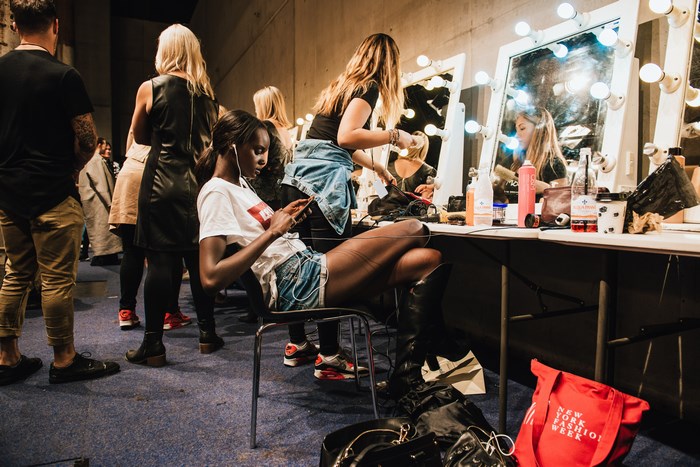 Fashion Week backstage with models and stylists