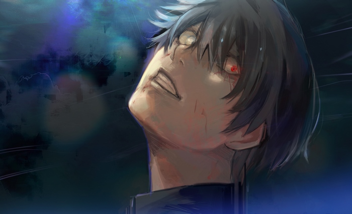 Ken Kaneki from Tokyo Ghoul with red eyes