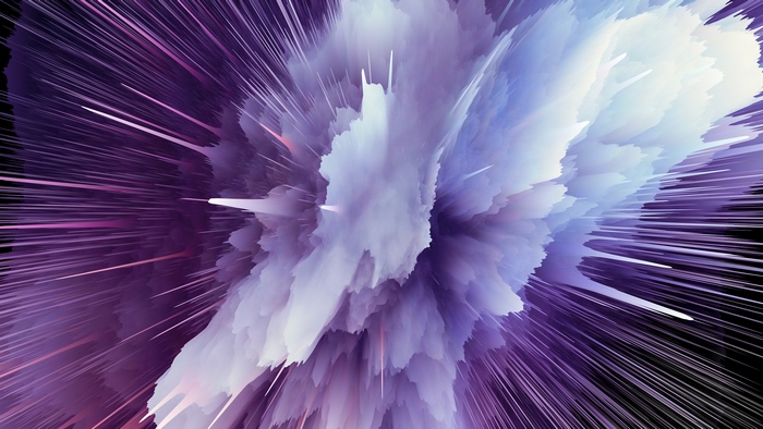 Abstract purple and white particle explosion