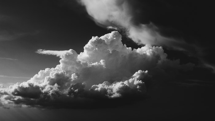 Black and white dramatic storm clouds in the sky