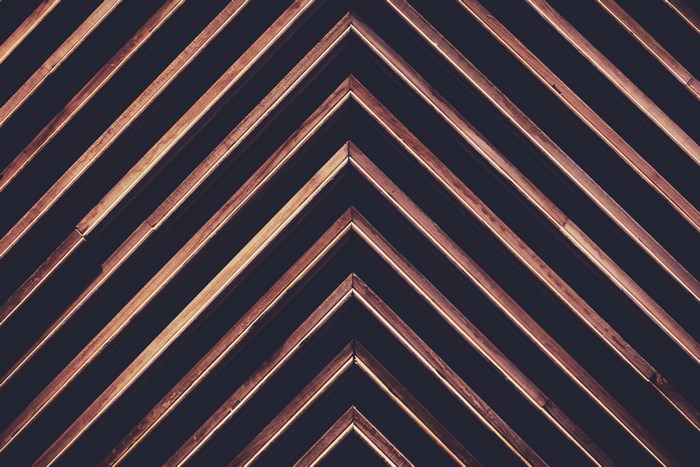 Chevron pattern of wooden slats