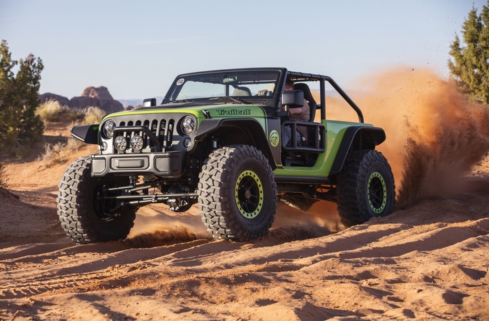 Jeep Wrangler Trailcat Driving in Sandy Desert