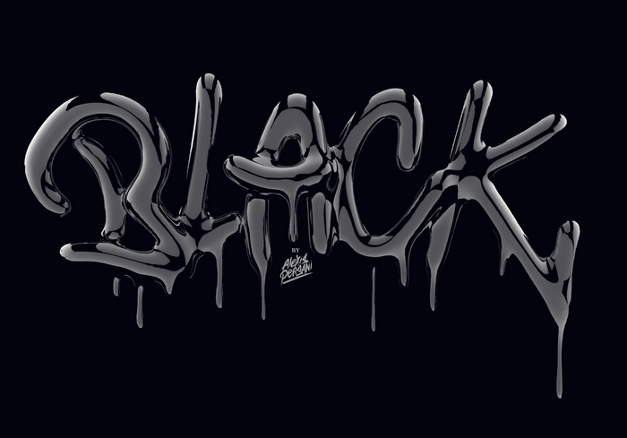 Black Liquid Dripping Typography Art