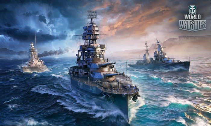 World of Warships Battleships in Stormy Seas