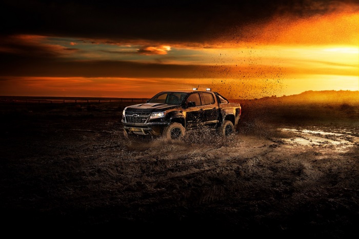 Chevrolet Colorado ZR2 Crew Cab driving through mud