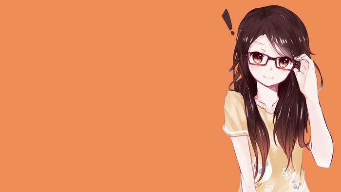 Anime girl with glasses and exclamation mark