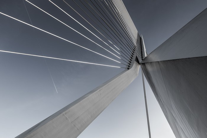 Modern cable-stayed bridge structure against the sky