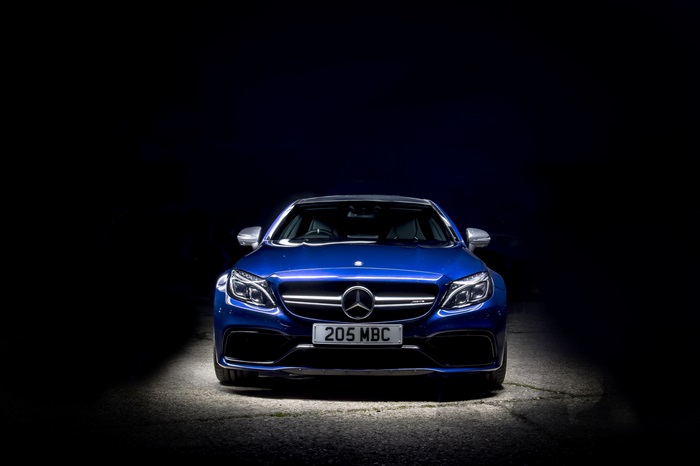 Blue Mercedes-Benz C63 AMG 4K