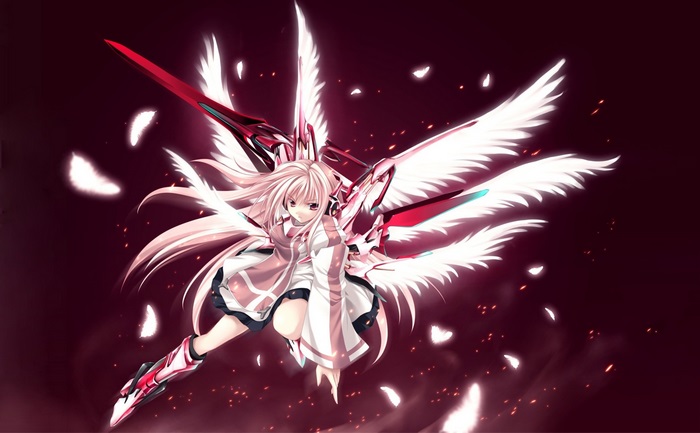Anime girl with wings and mechanical armor