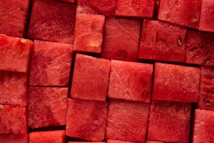 Close-up of Fresh Watermelon Cubes