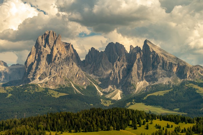 Sassolungo mountain range in the Dolomites