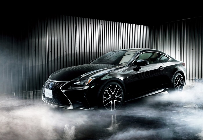 Black Lexus RC 300h with smoke