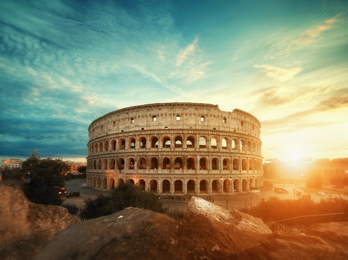 The Colosseum in Rome at Sunset