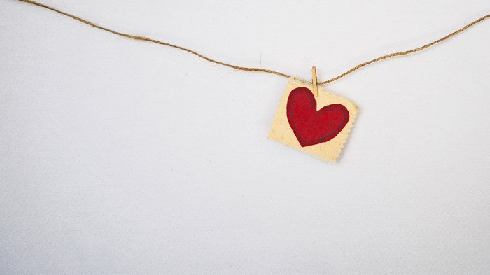 Handmade Red Heart on Twine with Clothespin