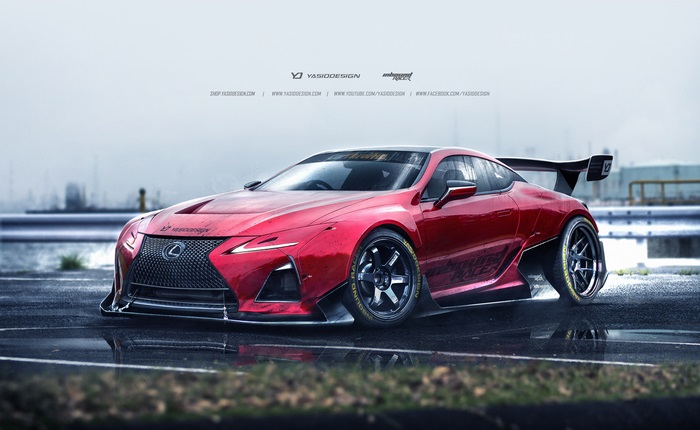 Red Lexus LC 500 with racing modifications