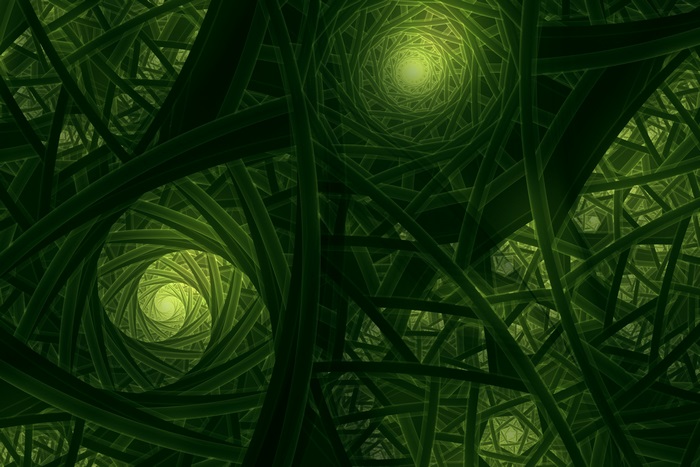 Green fractal spirals 4K computer background