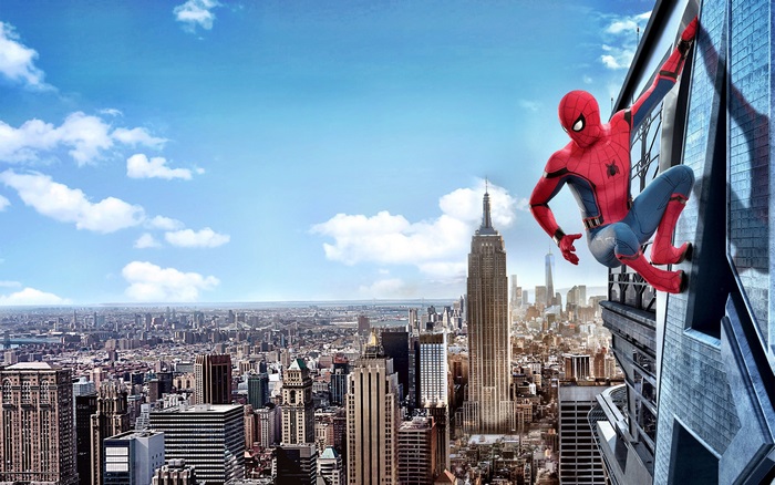 Spider-Man from Spider-Man: Homecoming on a skyscraper