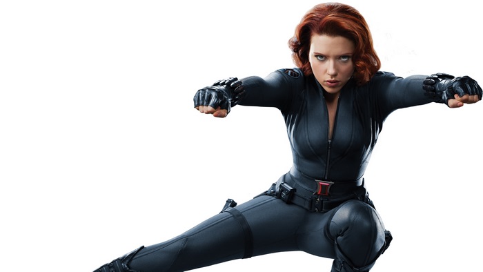 Black Widow in a fighting stance