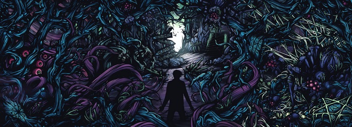 Dark Forest Path with Silhouette
