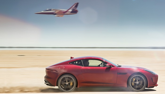 Jaguar F-Type and Jet in Desert 4K