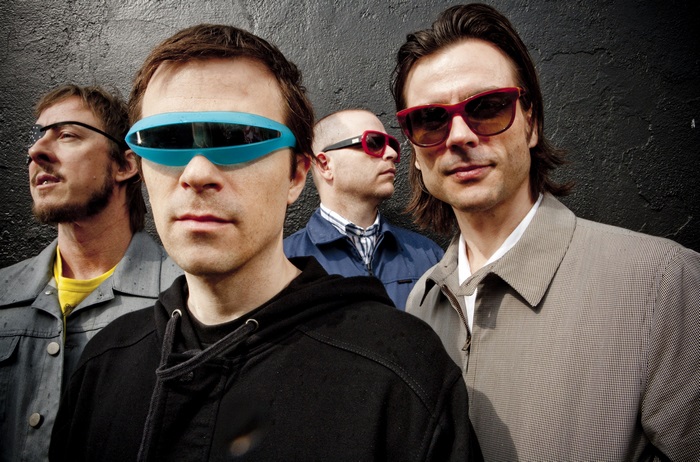 Weezer band members wearing sunglasses