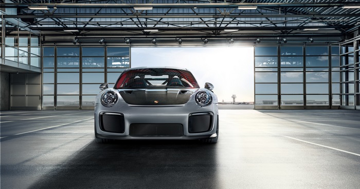 Porsche 911 GT2 RS in a hangar