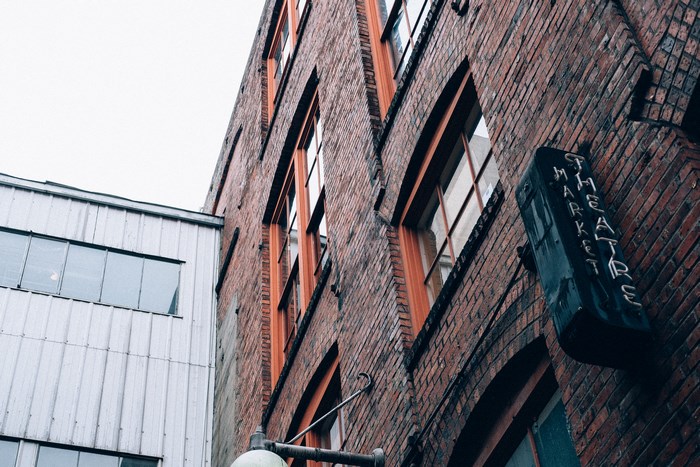 Market Theatre building with brick exterior
