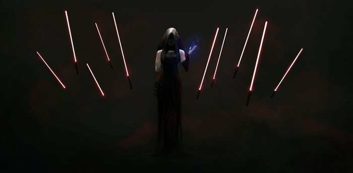 Dark Woman with Red Lightsabers from Star Wars 4K