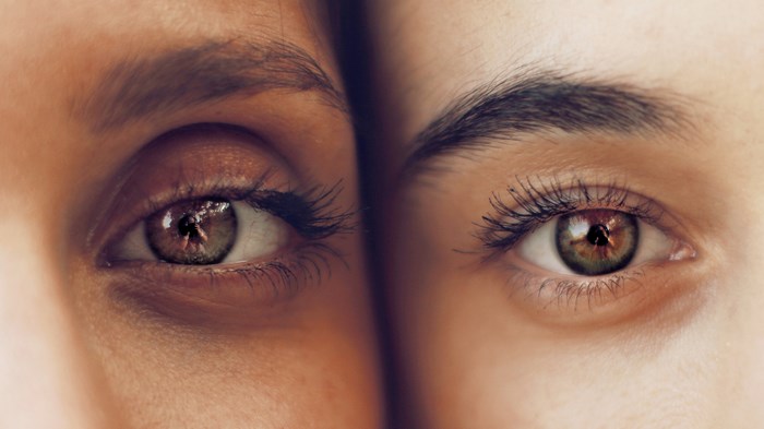 Two people's eyes side by side