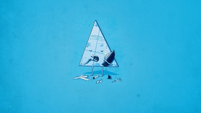 Bermuda Triangle with Ship and Planes