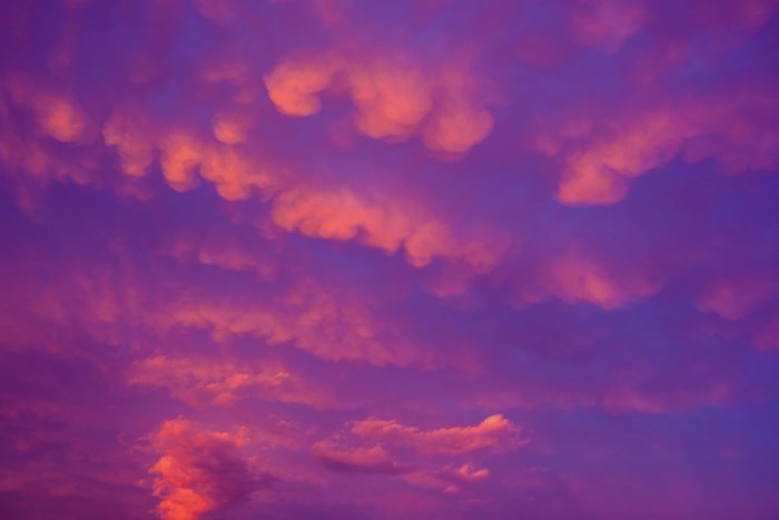 Purple and orange clouds at sunset