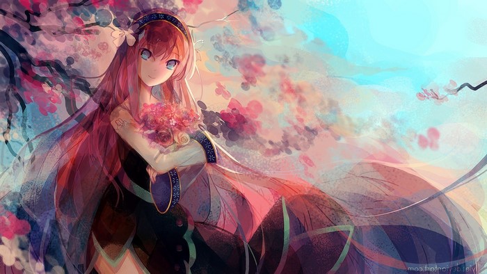 Megurine Luka from Vocaloid with flowers