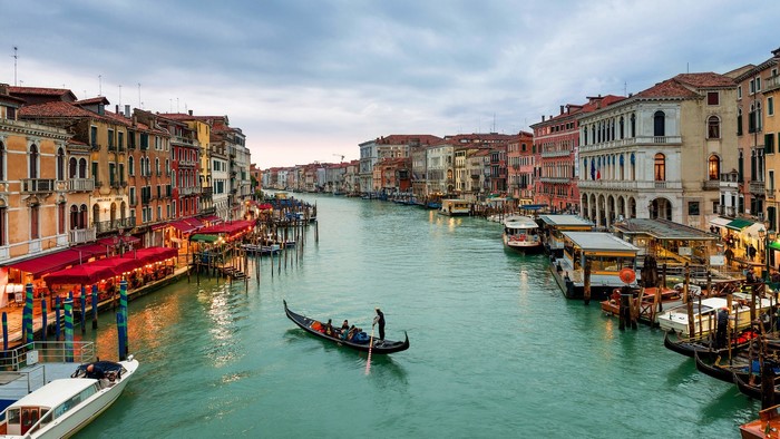 Venice, Italy Canal with Gondola and Buildings