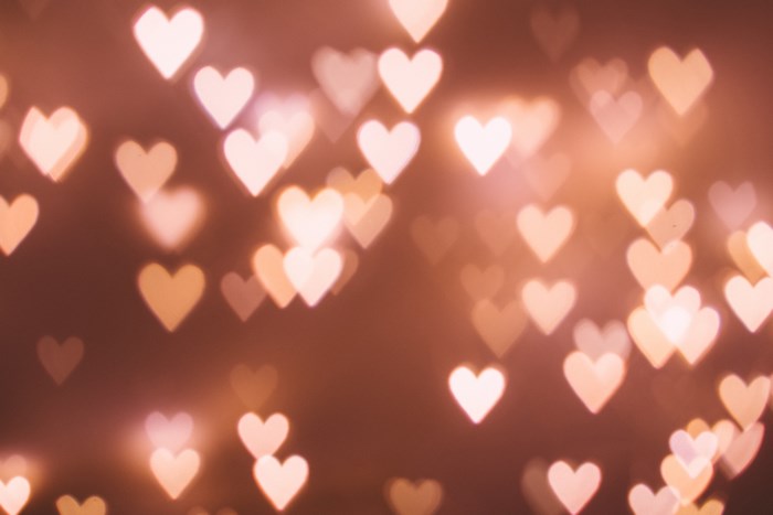 Romantic Pink Heart Bokeh Lights