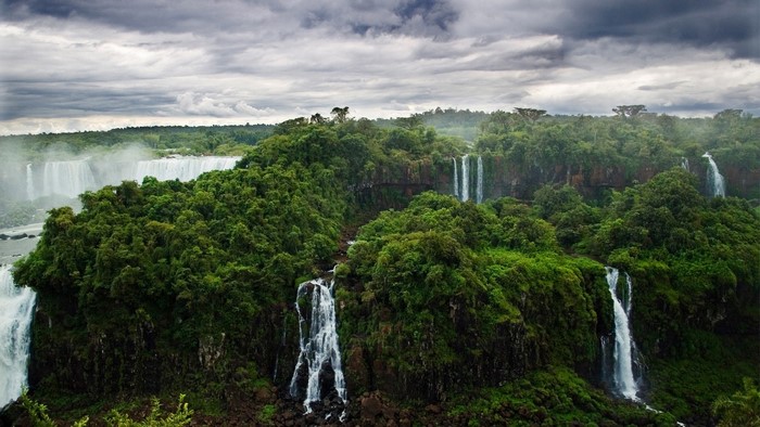 Iguazu Falls National Park with lush green forest