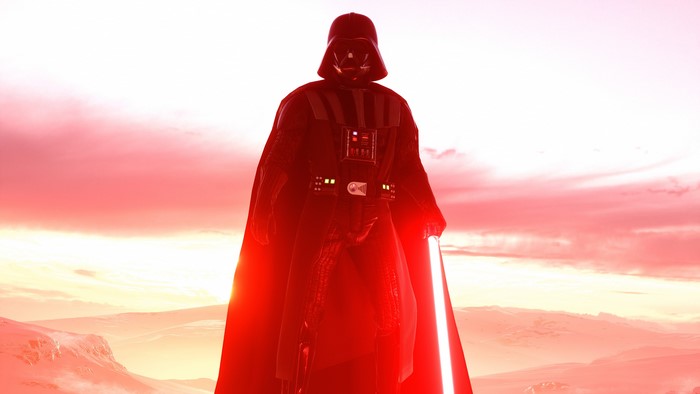 Darth Vader from Star Wars holding a lightsaber