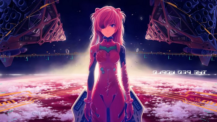 Asuka Langley Soryu from Neon Genesis Evangelion in space