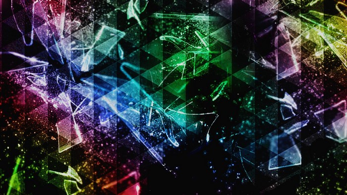 Abstract shattered colorful broken glass triangles