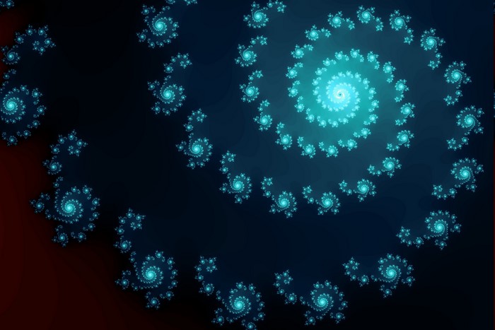 Abstract fractal spiral with glowing blue details