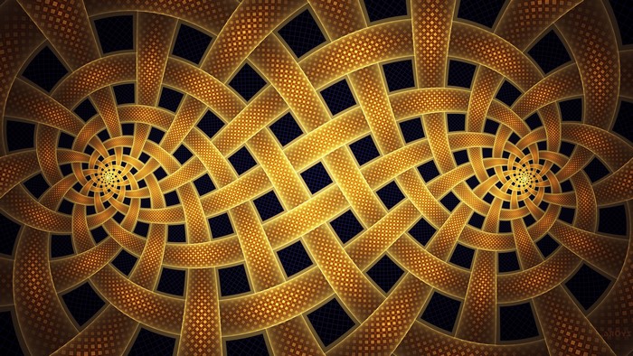 Abstract Gold Fractal Spiral Pattern