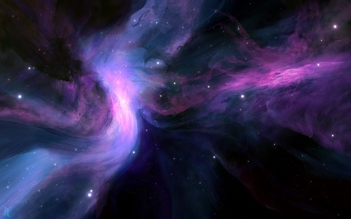 Vibrant Purple and Blue Nebula in Space